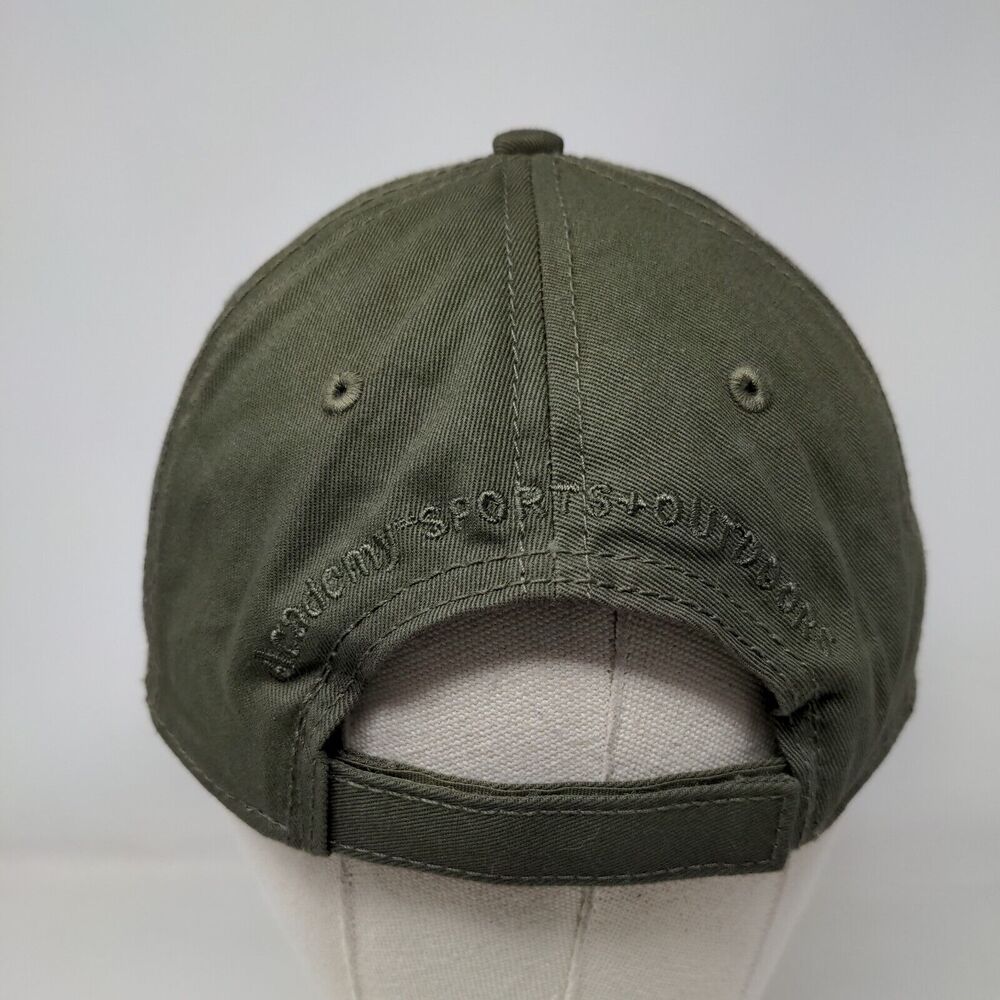 American Flag Leather Patch Strapback Hat Green O… - image 6